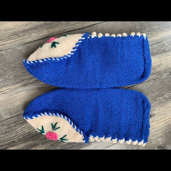 Hand Knit Wool Sock Bootie Slippers Handmade - Picture 5 of 8